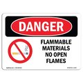 Signmission Sign, 12" H, 18" W, Rigid Plastic, Flammable Materials No Open Flames, Landscape, 1218-L-1253 OS-DS-P-1218-L-1253